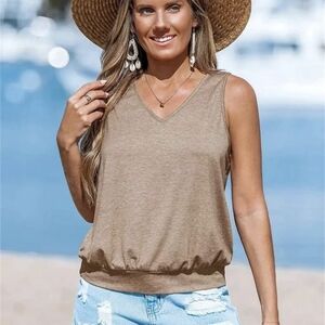NEW Cupshe Tan V-Neck Top
